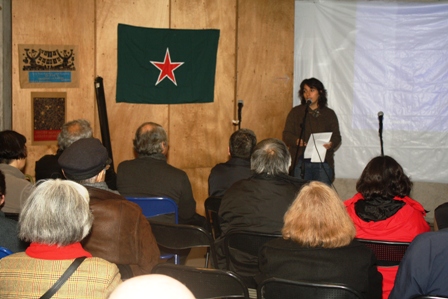 Encargada de la Casa Memoria José Domingo Cañas saludo el acto.